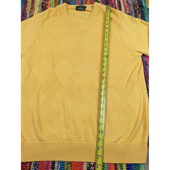 Lyle & Scott Scotland Golf Sweater Pullover Men's M Combed Cotton V-Neck Yellow - Picture 7 of 8